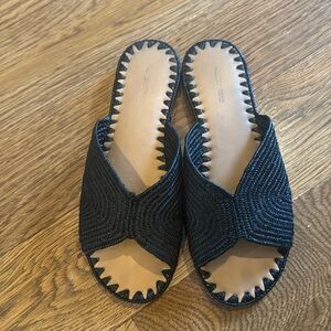 Carrie Forbes salon black flat slide sandals. Size 37 best to fit size 6